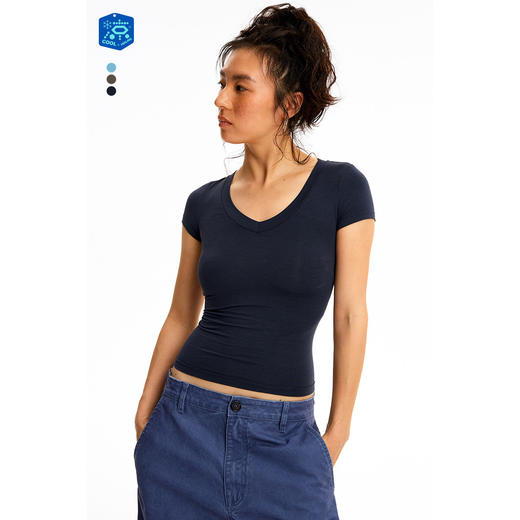 CryingCenter 凉感面料升级版 低饱和糯感V领领短袖上衣 哭喊中心 商品图2