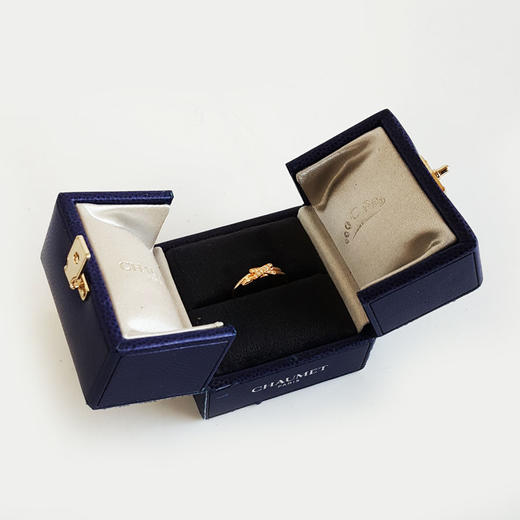 【95新】CHAUMET尚美Jeux de Liens系列玫瑰金镶钻缘系一生系列欢缘X型戒指51号女士120426TJ11 商品图1