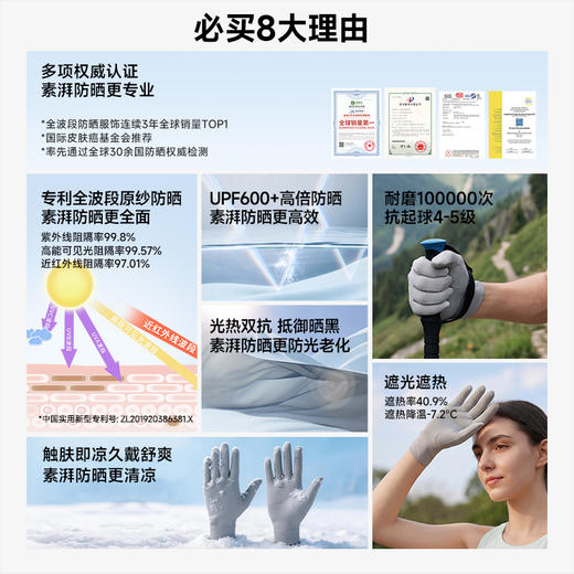 素湃Supield防晒手套原纱全波段防紫外线防滑开车骑行露指可触屏 商品图1