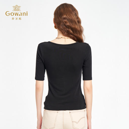乔万尼2026夏新款商场同款修身显瘦短袖针织衫百搭上衣女EZ2C143 商品图4