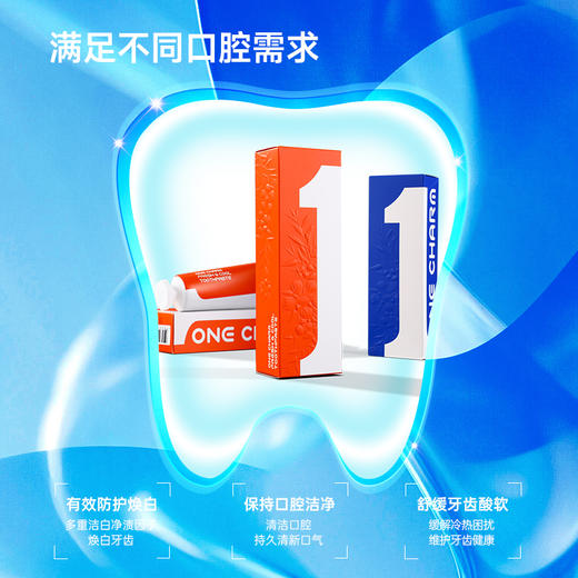One Charm壹白 清新系列牙膏/倍护系列牙膏 100g/支 亮白+酷爽清新牙膏 呵护牙龈牙釉质 拒绝口腔异味 炫白+蜂胶倍护牙膏 舒缓敏感 商品图1