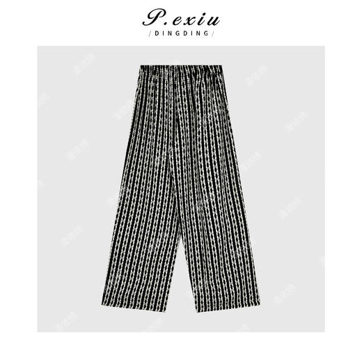 PanYiXiu/潘依绣【格纹控】100%真丝几何格纹慵懒风休闲裤M8852 商品图2