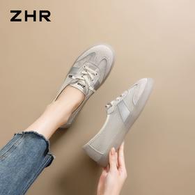 ZHR【一鞋两穿】透气网面平底小白鞋26夏季新款软底舒适休闲鞋女