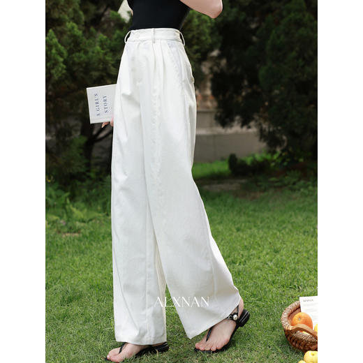 鹿向南「云絮漫行」垂感白色休闲阔腿裤夏新款宽松显瘦长款裤子女 商品图3