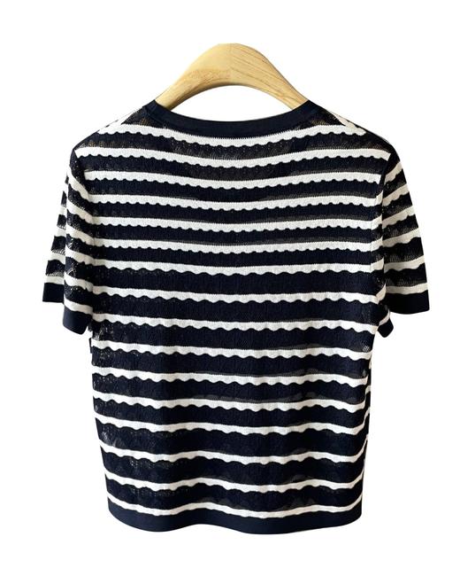 女款条纹针织镂空上衣he010 商品图1