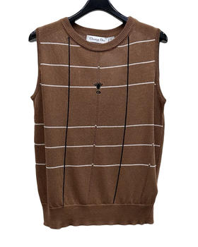 女款条纹刺绣针织背心zo010