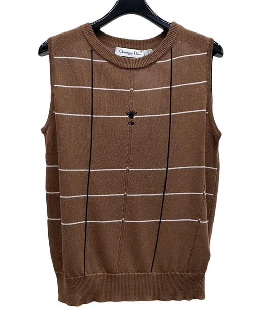 女款条纹刺绣针织背心zo010 商品图0