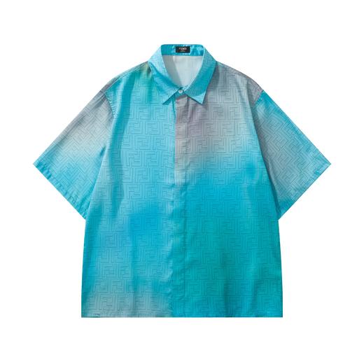 男款宽松渐变丝质短袖衬衫la011 商品图0