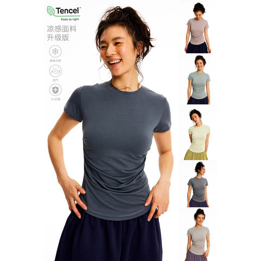 CryingCenter桑蚕丝汉麻凉感7A抗菌莫兰迪系低饱和圆领短袖上衣 商品图1