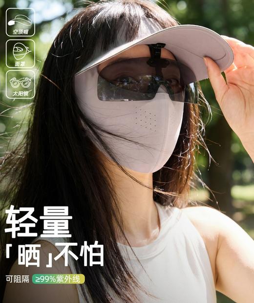 全新升级【Mr.evil 夏季防晒帽&口罩套装&防晒面罩】可拆卸 自带墨镜 可魔术贴胶粘 帽檐加大加宽设计 轻薄不压发型 3D立体防晒设计 商品图3