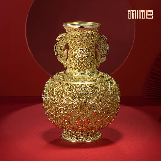 铜师傅《花丝宝瓶》客厅桌面铜花瓶摆件 家居装饰品 节日礼物 商品图0