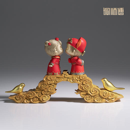铜师傅《喜结连理》客厅桌面铜摆件 家居装饰品 结婚礼物 商品图3