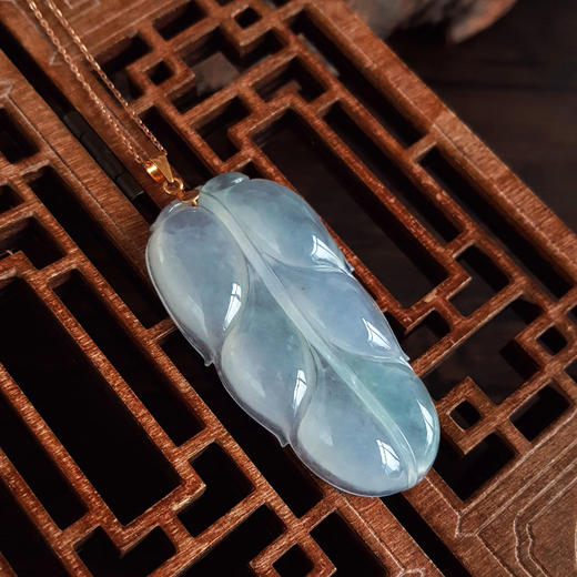 【天然正品】A货翡翠AU750收藏级黄金镶天然细腻冰种叶子（金枝玉叶）翡翠吊坠项链56.0*25.1*7.0MM（皆取最大值）311025AH20 商品图7