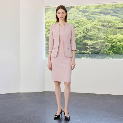 IWY/粉色七分袖职业裙套装女轻熟优雅风通勤修身显瘦气质两件套6CQ28 商品图2