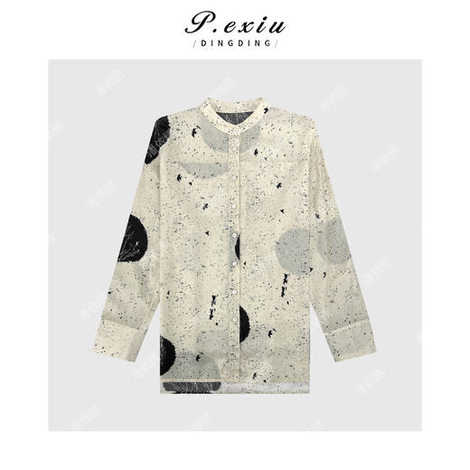 PanYiXiu/潘依绣【浪漫波尔卡】铜氨丝-人丝泼墨波点衬衣吊带裙套装W-62920 商品图2