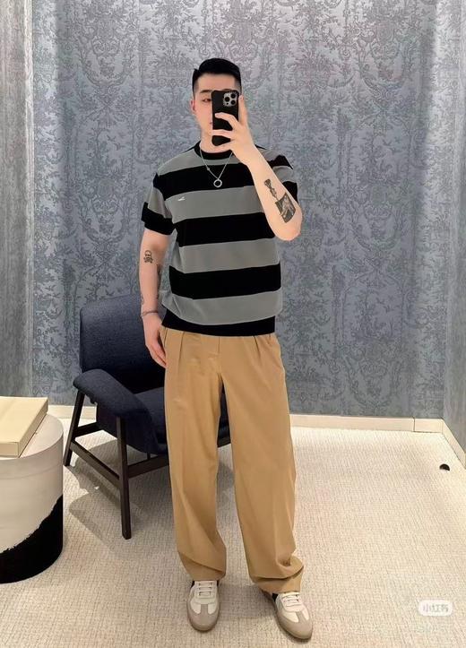 男款logo刺绣针织短袖T恤he010 商品图3