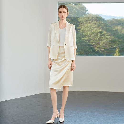 IWY/江南千金范米白色100%醋酸西装套装女富家穿搭套裙6CS08 商品图3