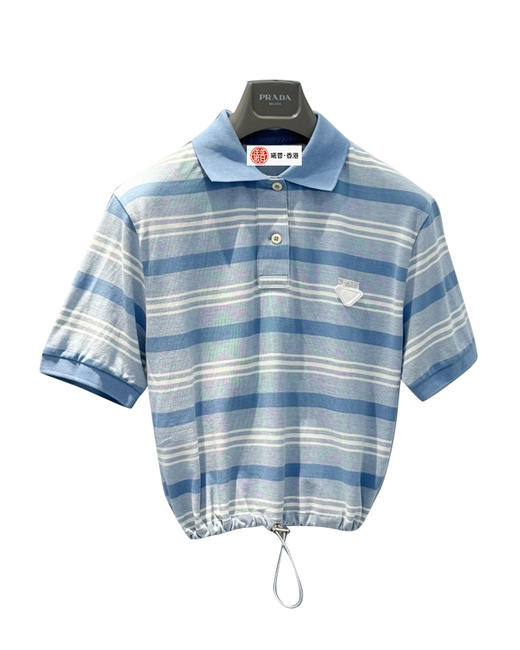 女款条纹抽绳短袖polo衫la020 商品图0