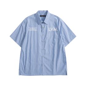男款棉质府绸印花短袖衬衫la