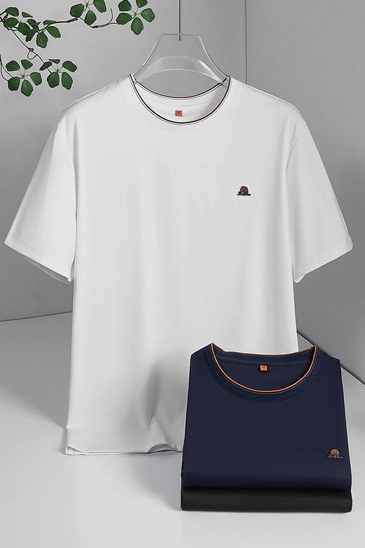 【DWP】【桑蚕丝】大依优型大码男装夏季圆领短袖T恤宽松舒适透气短袖 商品图5