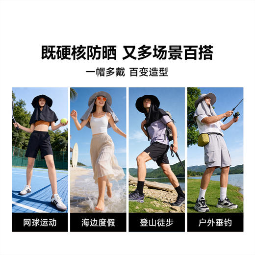 素湃护颈一体防晒帽全波段遮脸护颈披肩专利防紫外线夏医美渔夫帽 商品图3