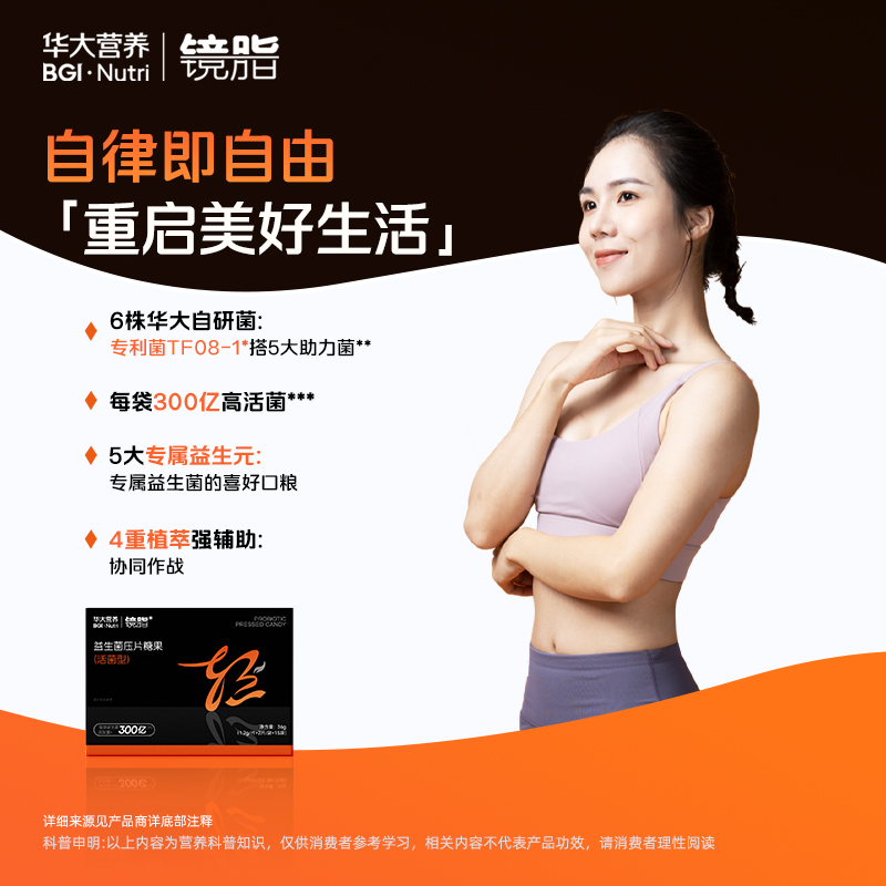 【镜脂·轻|益生菌】增加瘦子菌比例，助力轻盈体质！(2片/袋*15袋/盒)