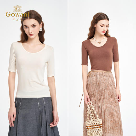 乔万尼2026夏新款商场同款修身显瘦短袖针织衫百搭上衣女EZ2C143 商品图2