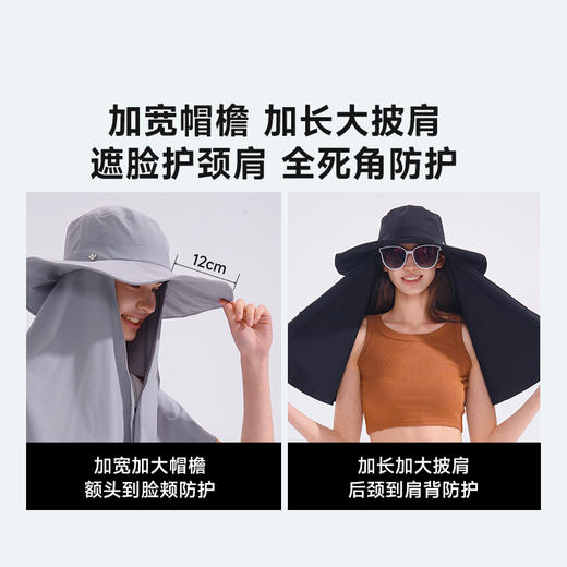 素湃护颈一体防晒帽全波段遮脸护颈披肩专利防紫外线夏医美渔夫帽 商品图2