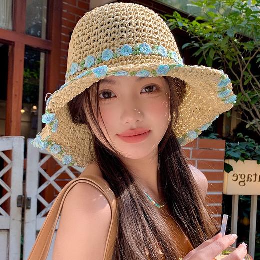 【薄荷曼波❗️百搭遮阳渔夫帽】显脸小，平日穿搭，度假，野餐凹造型都不可少的单品！夏季女款防晒帽海边大帽檐可折叠帽子草帽 商品图2