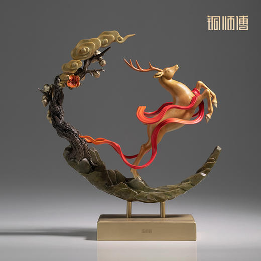铜师傅《一路腾达》客厅桌面铜鹿摆件 家居装饰工艺品摆件 商品图3