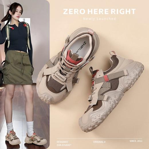 ZHR则则厚底运动休闲鞋女春夏季网面透气大头老爹鞋软底户外登山鞋 商品图2