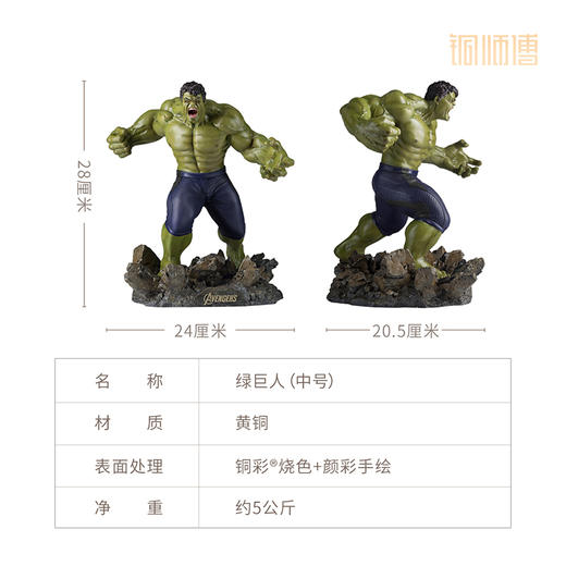 铜师傅《绿巨人》漫威系列限量手办 复仇者联盟桌面铜摆件 商品图4