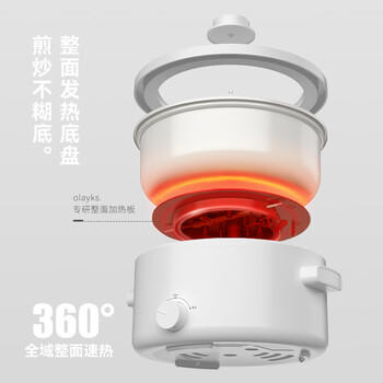 olayks立时 电煮锅电热锅小电锅宿舍泡面小火锅多功能锅煎炒煮炸一体多用途电热锅 2L 商品图1