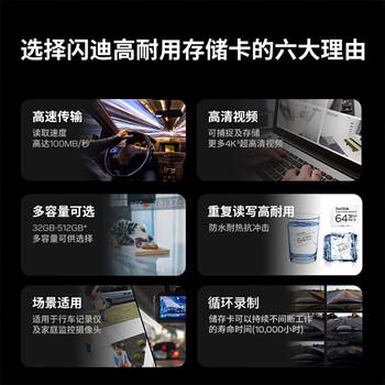闪迪（SanDisk）128GB TF（MicroSD）4K内存卡 行车记录仪 监控摄像头专用 循环录制10,000小时 高耐用存储卡 商品图8