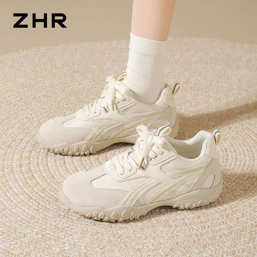 【头层猪皮】ZHR则则内增高阿甘鞋德训鞋女鞋春季新款休闲运动鞋 商品图1