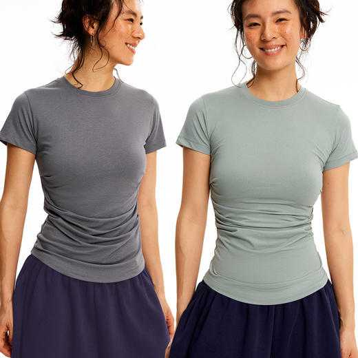 CryingCenter桑蚕丝汉麻凉感7A抗菌莫兰迪系低饱和圆领短袖上衣 商品图3