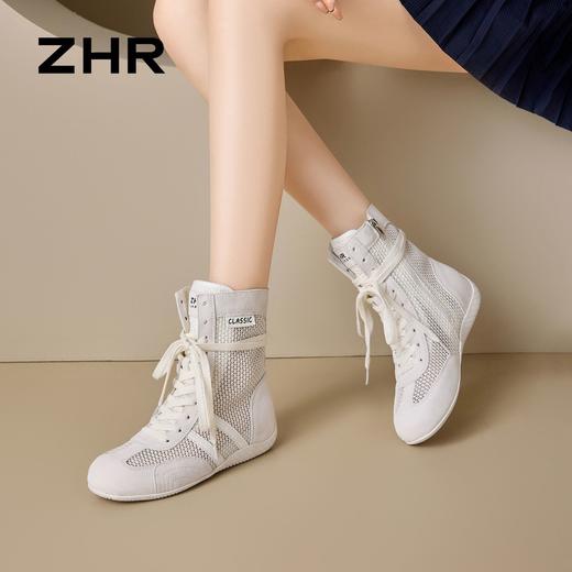 ZHR透气网面高帮休闲鞋女2026夏新款增高户外靴轻便运动女靴 商品图2