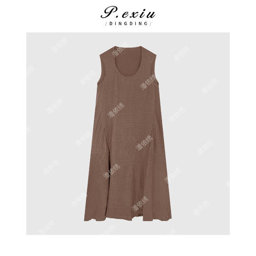 PanYiXiu/潘依绣天丝麻料极简松弛慵懒风V领无袖连衣裙 M8933 商品图1