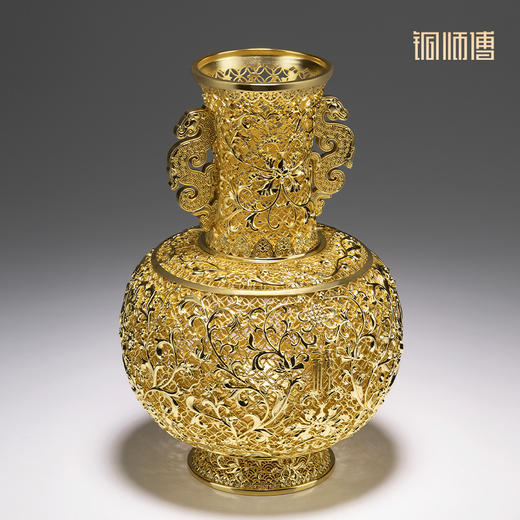 铜师傅《花丝宝瓶》客厅桌面铜花瓶摆件 家居装饰品 节日礼物 商品图2