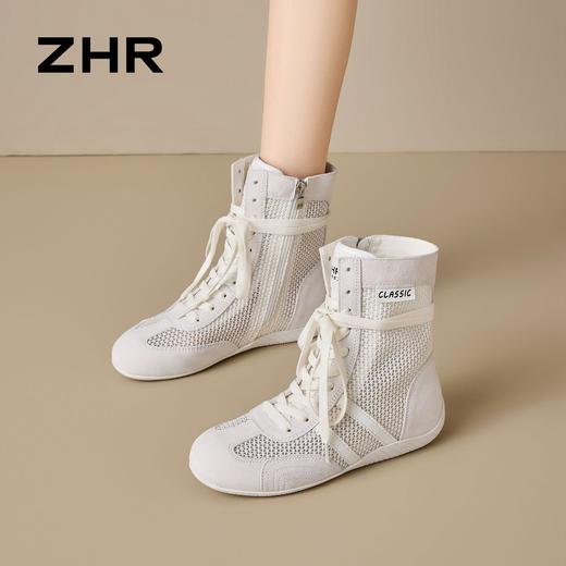 ZHR透气网面高帮休闲鞋女2026夏新款增高户外靴轻便运动女靴 商品图6