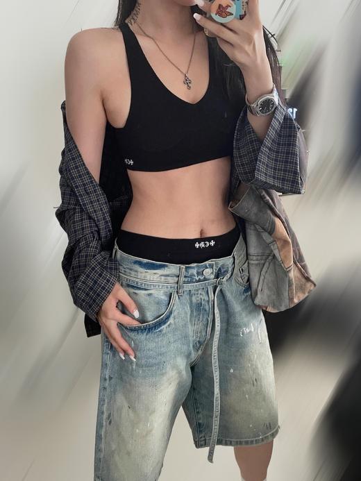 中性款做旧泼墨牛仔短裤la001 商品图3