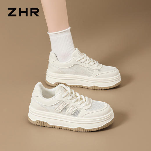ZHR厚底小白鞋女2026新款夏季透气轻便休闲鞋配裙子百搭软底板鞋 商品图5