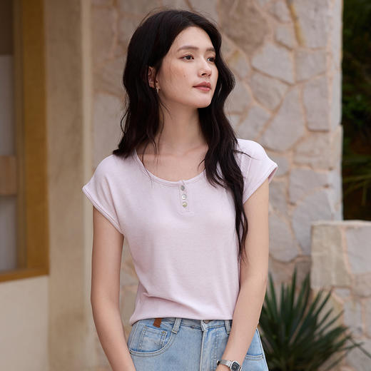 有进口凭证！【特妮娜 天丝醋酸羊毛•亨利领T】面料全部采用进口材质 采用新式高密窄针工艺 车线高密平整 无多余线头 精致做工 简约百搭  上身不粘肤 透气排汗 商品图1