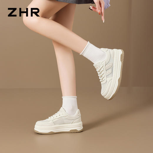 ZHR厚底小白鞋女2026新款夏季透气轻便休闲鞋配裙子百搭软底板鞋 商品图6