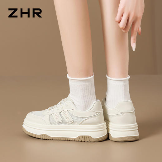 ZHR厚底小白鞋女2026新款夏季透气轻便休闲鞋配裙子百搭软底板鞋 商品图7