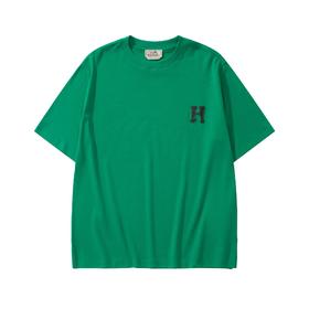 男款全棉皮革logo短袖T恤lv