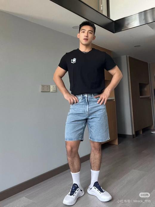 CK Jeans夏季男士美式复古潮流休闲蓝色洗水微弹直筒牛仔短裤 商品图2