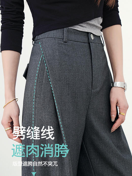 高级感灰色职业西裤女裤 2026春季新款高腰垂感醋酸天丝休闲阔腿裤 商品图1