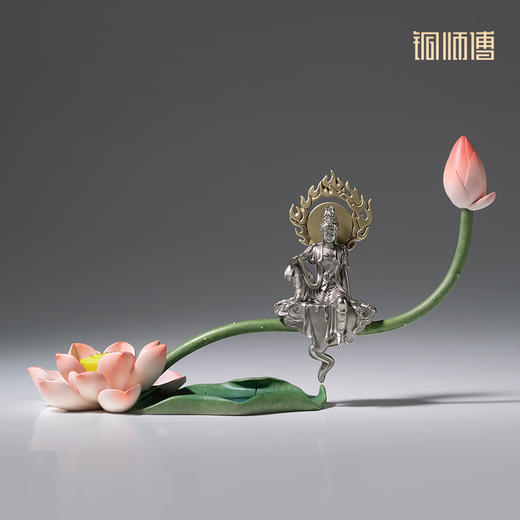 铜师傅《荷花自在观音》客厅桌面铜摆件 莲花禅意摆件 家居装饰品 商品图1