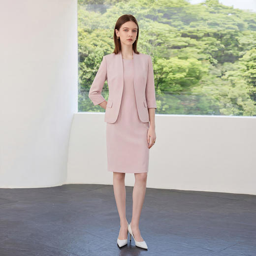 IWY/粉色七分袖职业裙套装女轻熟优雅风通勤修身显瘦气质两件套6CQ28 商品图3